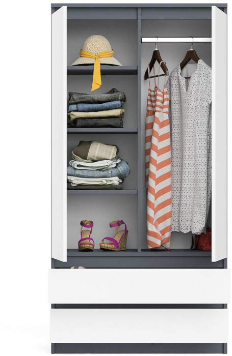 Мори Шкаф МШ900.1, графит/белый