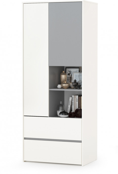 Торонто 12.149 Стол + 13.333 Шкаф для одежды, белый шагрень/стальной серый