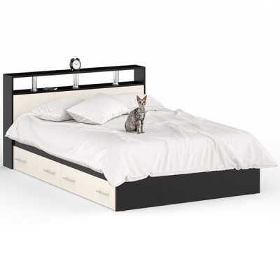 Камелия Кровать с ящиками 1400, венге/дуб лоредо