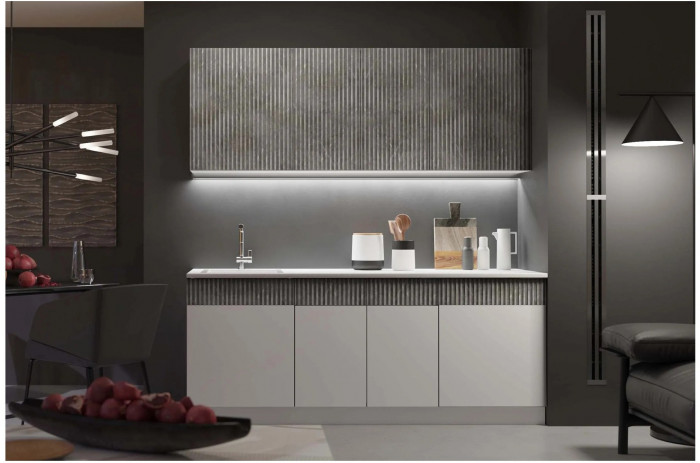 Кухня МДФ Оливия 2000 (Шарли Пинк/Шарли Бриз, Белый)