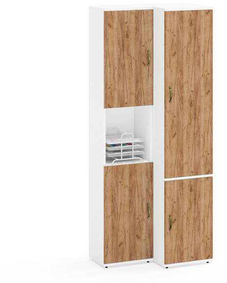 Лидер-8 Модуль Пенал + Пенал МД 23Б, белый шагрень/крафт золото