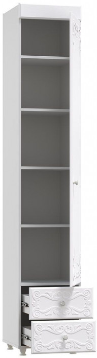 Шкаф-пенал 1дв. (гл.410) с ящиками Италия ИТ-30 белое дерево