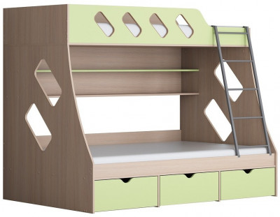 Дельта-20.01 Детская двухъярусная кровать с лестницей (Орех, Дуб молочный)