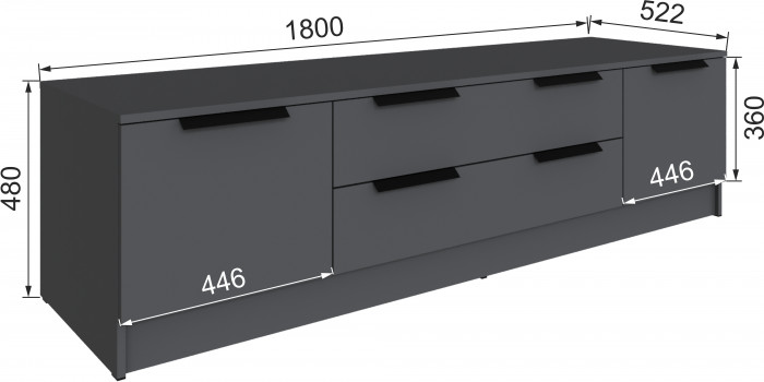 Тумба ТВ Мадрид №2 (1,8), Графит серый