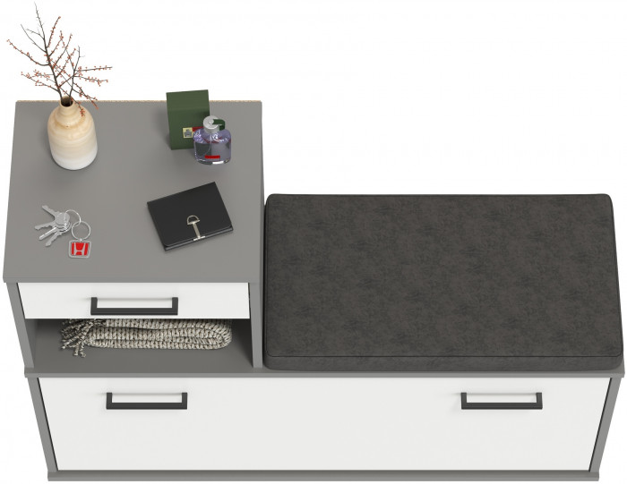 Лира ГК 2-0714граф/бел Тумба под обувь, цвет графит/белый, ШхГхВ 100х33х75,5 см., универсальная сборка