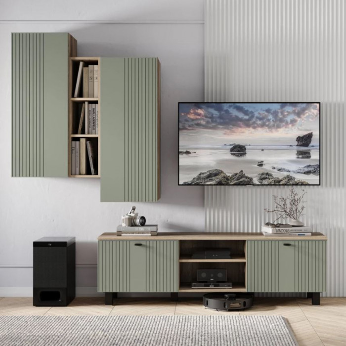 "Олива" ШКН-01 шкаф навесной Дуб каньон/МФ12 Эвкалипт софт