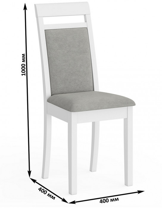 Стул Мебель--24 разборный Гольф-12, цвет белый, обивка ткань велюр серый 63, ШхГхВ 40х40х100 см., от пола до верха сиденья 47 см. (мягкая спинка)