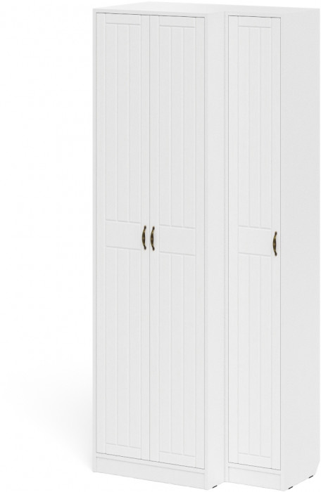 Прихожая П-6 Шкаф + Пенал, белая шагрень/фасады МДФ белое дерево фрезеровка прованс