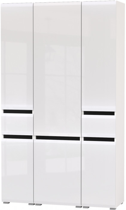 Сидней 13.202 Шкаф с ящиком 2 штуки + Шкаф 13.200, корпус: белый/чёрный/фасады: МДФ белый глянец