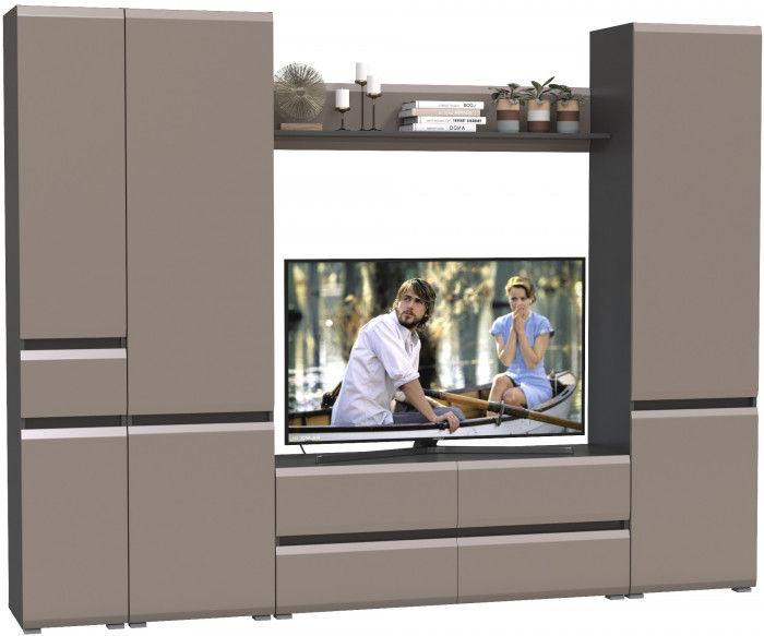 Сидней Комплектация № 057, корпус: антрацит/фасады: МДФ веллюто капучино