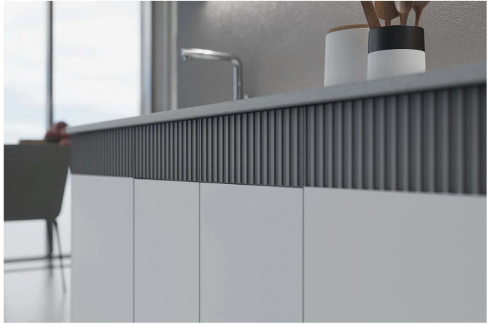 Кухня МДФ Оливия 2000 (Шарли Бриз/Шарли Мокко, Белый)