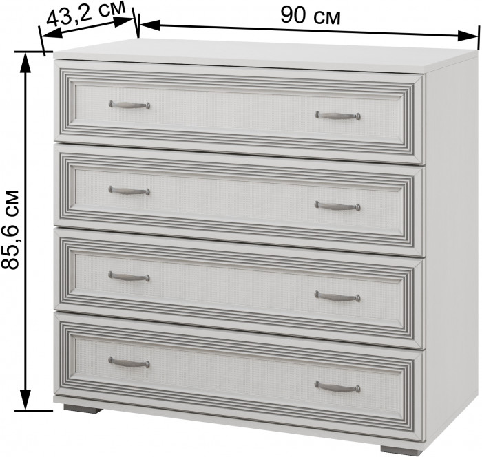 Ливорно Комод ЛК-20 ясень анкор светлый патина серебро