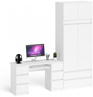 Мори компьютерный стол МС-2 + Шкаф МШ900.1 + Антресоль МА900.1, белый