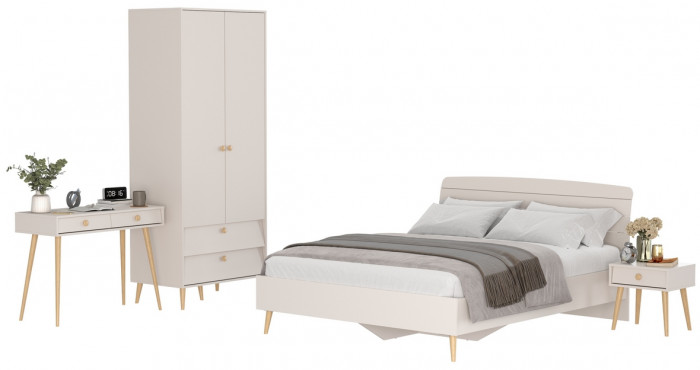 Афина Спальня 26-1600, цвет кашемир серый, сп.м. 1600х2000 мм., б/м, основание есть - фанера