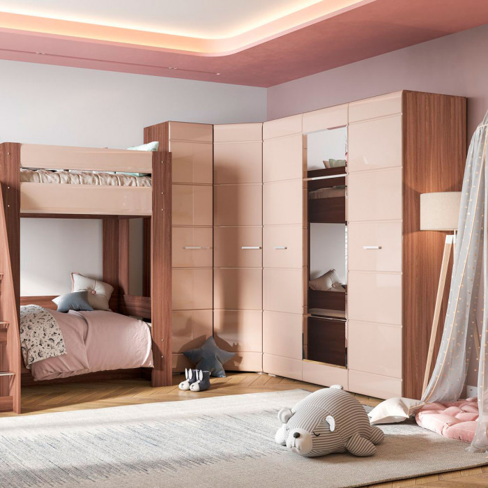 Симба шкаф угловой одностворчатый (850*2000*850) дуб белфорт/белый глянец