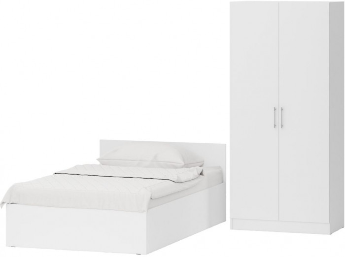 Кровать 1200 + Шкаф 2-х створчатый Стандарт, белый