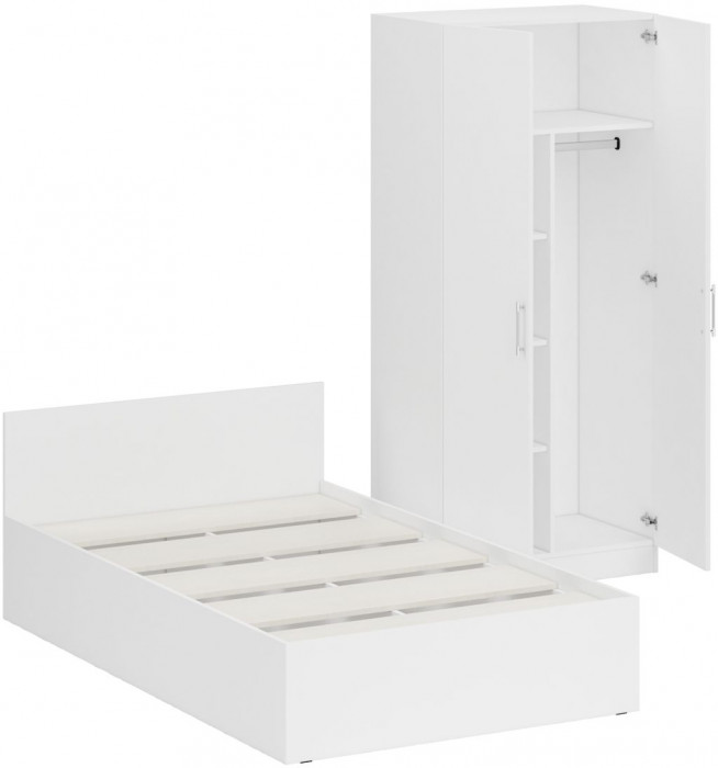 Кровать 1200 + Шкаф 2-х створчатый Стандарт, белый