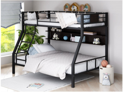 Двухъярусная кровать Гранада-1П (Черный, Дуб молочный)
