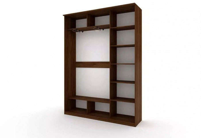 Шкаф купе Модерн 1776х450 3-х дверный 2-х секционный зеркальный с пескоструем №2 венге