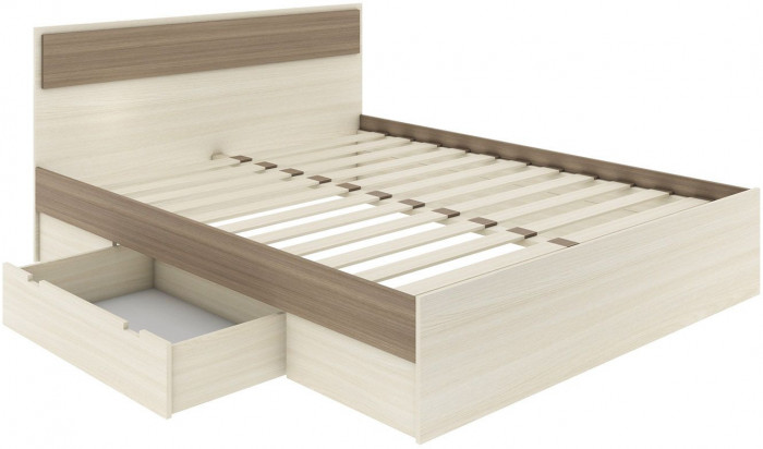 NEXT 72 Кровать двуспальная с ящиком 1400 Ясень Шимо темный / Ясень Шимо светлый