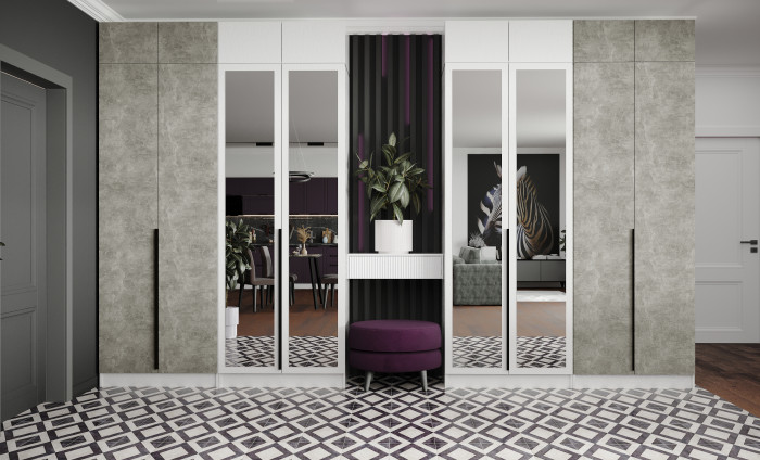 Шкаф Мадрид, композиция 15, Белый/Ателье светлое