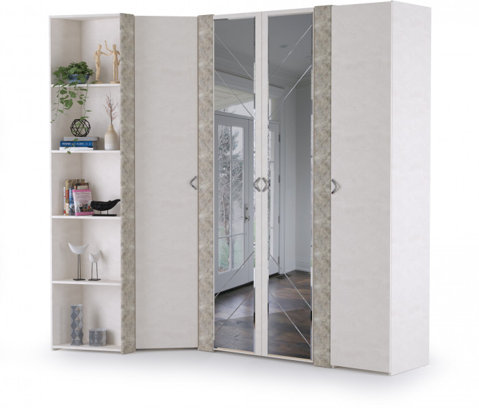 Амели Набор шкафов 1 08.49 + 13.133 + 13.131 + 13.140, цвет шёлковый камень/бетон чикаго беж, ШхГхВ 232,7х121,1х230 см., универсальная сборка