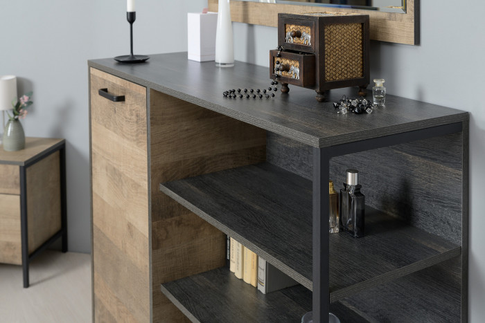 Трувор Гостиная 050, цвет дуб гранж песочный/интра, ШхГхВ 367,8х45,4х106,9 см., универсальная сборка