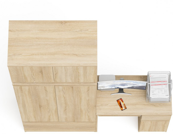 Мори компьютерный стол МС-1 правый + Шкаф МШ900.1 + Антресоль МА900.1, дуб сонома