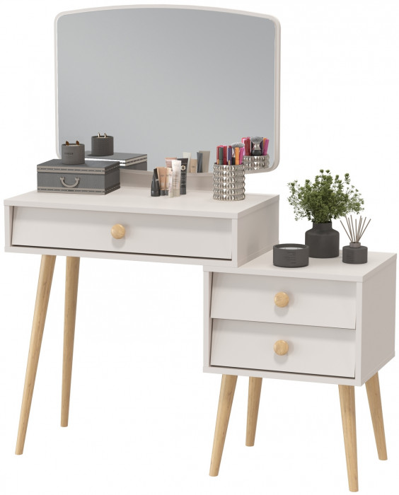 Афина Спальня 4-25901М1к.с. Трюмо, цвет кашемир серый, ШхГхВ 105х38,6х129 см., универсальная сборка, цвет ножек: тик