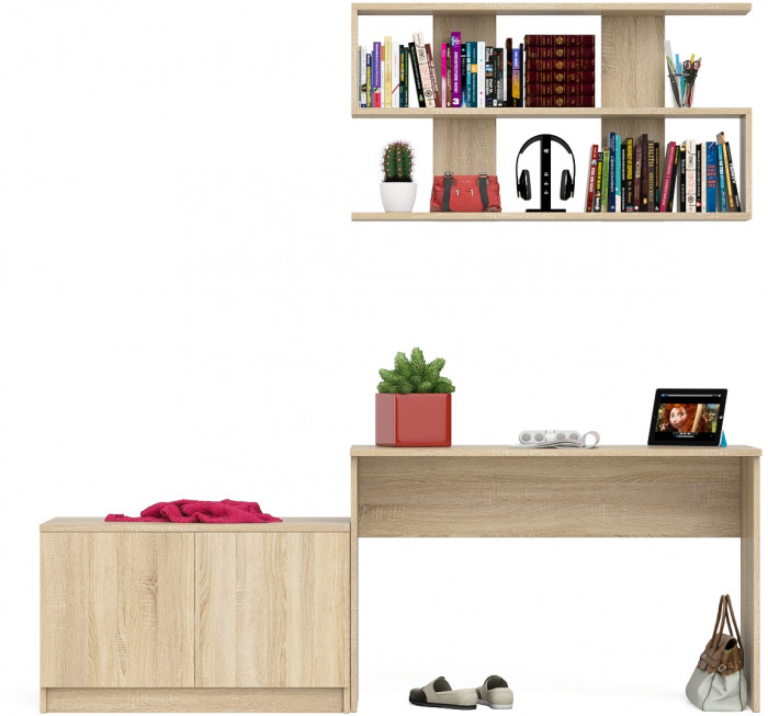 Мори письменный стол МСП1200.1 + Тумба МА900.1 + Полка 1200, дуб сонома