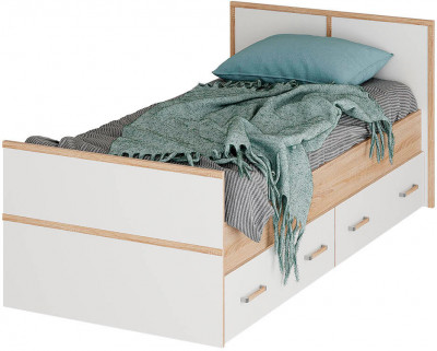 &quot;Сакура&quot; кровать 0,9м LIGHT (1050х860х2034) дуб сонома/белый