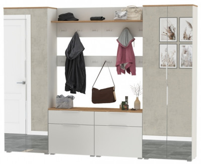 Октава Прихожая 36, белый шагрень/дуб крафт золотой/фасады МДФ белый шагрень