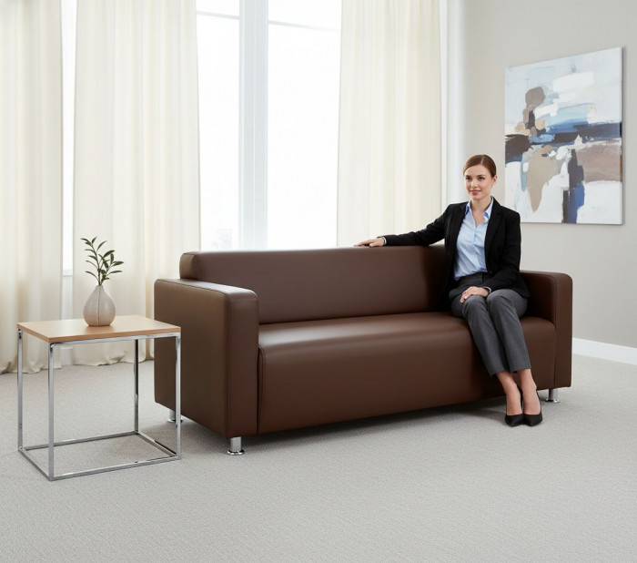 Диван прямой Томи, 180 см, экокожа, коричневый