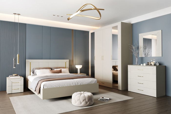 Кровать 160х200 "Карлин" с подъемным основанием - Персидский жемчуг/Шаде песочный