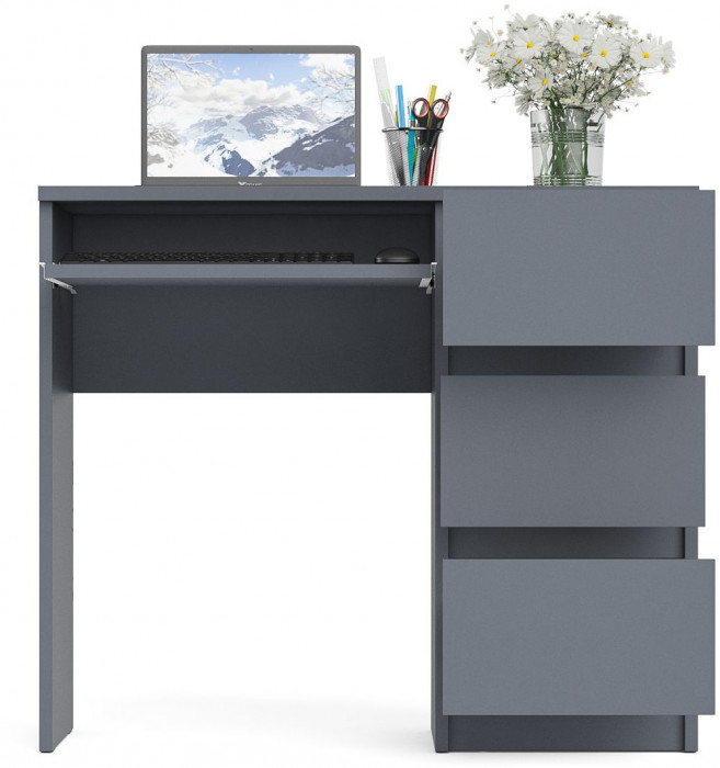 Мори Стол компьютерный МС-6 правый, цвет графит, ШхГхВ 90х50х76,6 см., выдвижные ящики справа, НЕ универсальная сборка