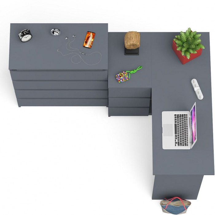 Мори компьютерный стол МС-16 левый + Комод МК800.4, графит
