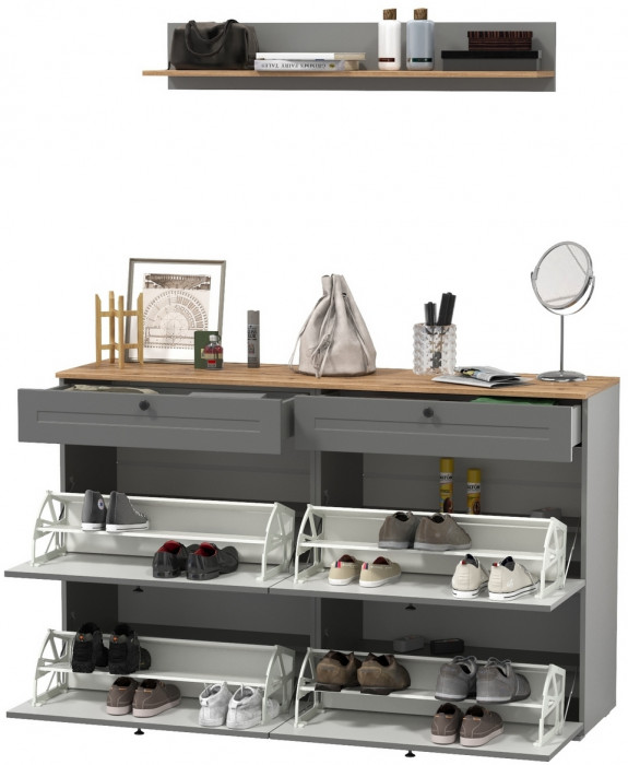 Остин Прихожая 66, серый графит/дуб крафт золотой