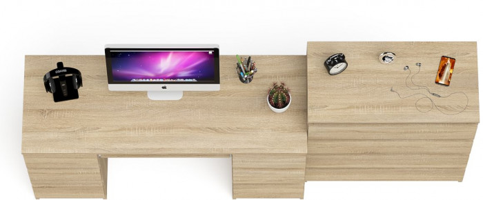 Мори компьютерный стол МС-2 + Комод МК800.4, дуб сонома