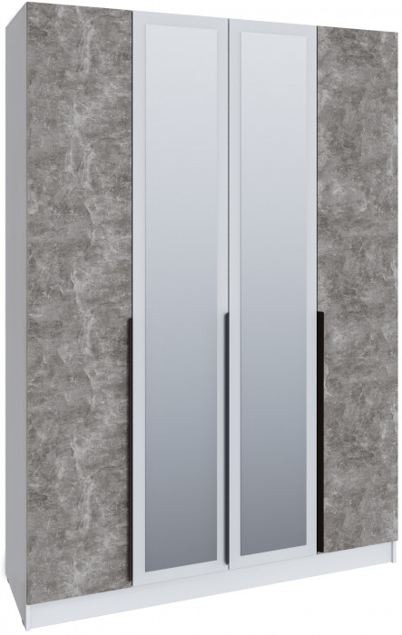 Шкаф Мадрид (1,6) с 6 ящ. внутри с зеркалом, Белый/Ателье светлое