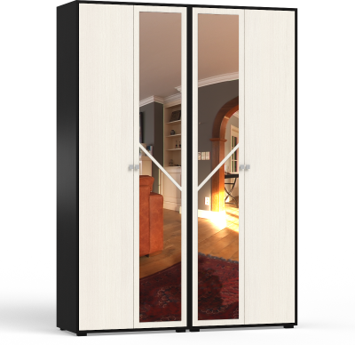 Камелия Шкаф 4-х створчатый, цвет венге/дуб лоредо, ШхГхВ 160х48х220 см., универсальная сборка, можно использовать как два отдельных шкафа