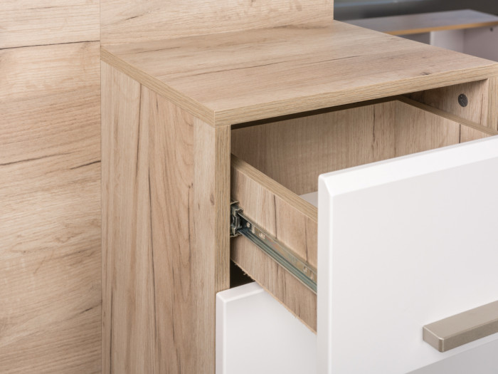 Лайн Прихожая № 01, цвет дуб крафт серый/фасады МДФ белый глянец, ШхГхВ 144,8х35,1х210 см., НЕ универсальная сборка