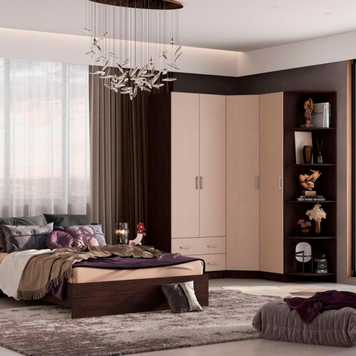 ГАРМОНИЯ ШУ 601 М шкаф угловой (0,78х2,2х0,78) шимо темный/шимо светлый