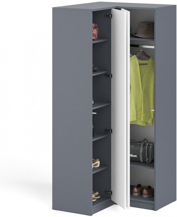 Мори угловой шкаф МШУ960.1, графит/белый