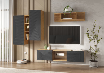 Флэш Модульная Гостиная, вариант №1, Браш графит/Дуб крафт