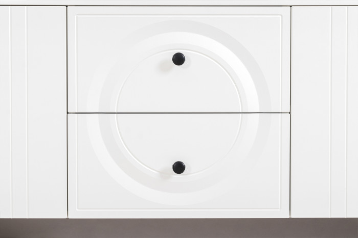 Валенсия Гостиная 16.45 Тумба под ТВ + 13.291 Тумба, цвет ЛДСП белый шагрень/МДФ белый шагрень, ШхГхВ 182,3х38,4х63,7 см.