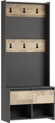 Вешалка Денвер, Графит, Дуб гранж песочный