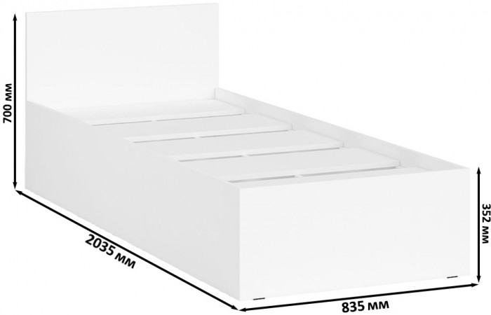 Мори Кровать 0800, цвет белый, ШхГхВ 83,5х203,5х70 см., сп.м. 800х2000 мм., без матраса, основание есть