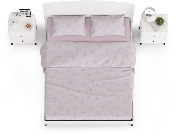 Валенсия Спальня 11.36.01 Кровать + ортопед + две 13.291 Тумбы, ЛДСП белый шагрень/МДФ белый шагрень