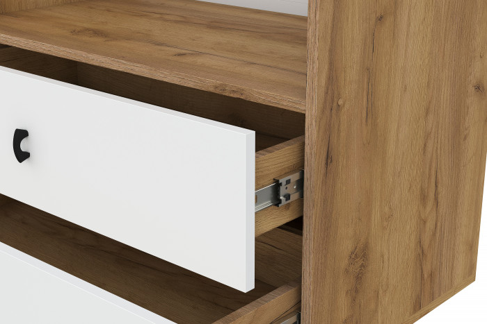 Комод 3 ящика Байкал (со створкой), Дуб Золотой, Белый матовый