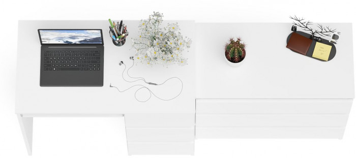 Мори компьютерный стол МС-6 правый + Комод МК800.1, белый